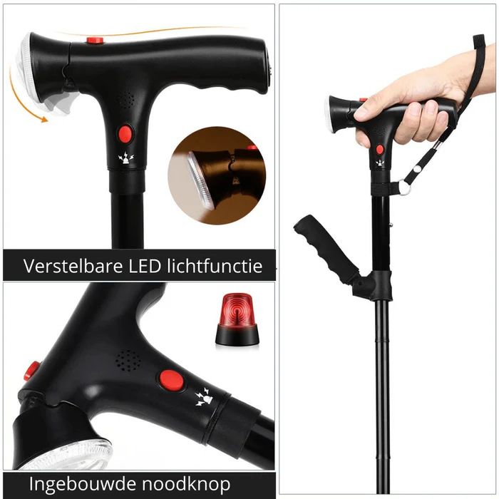 SafeWalk™ Klappbarer Gehstock mit LED-Beleuchtung