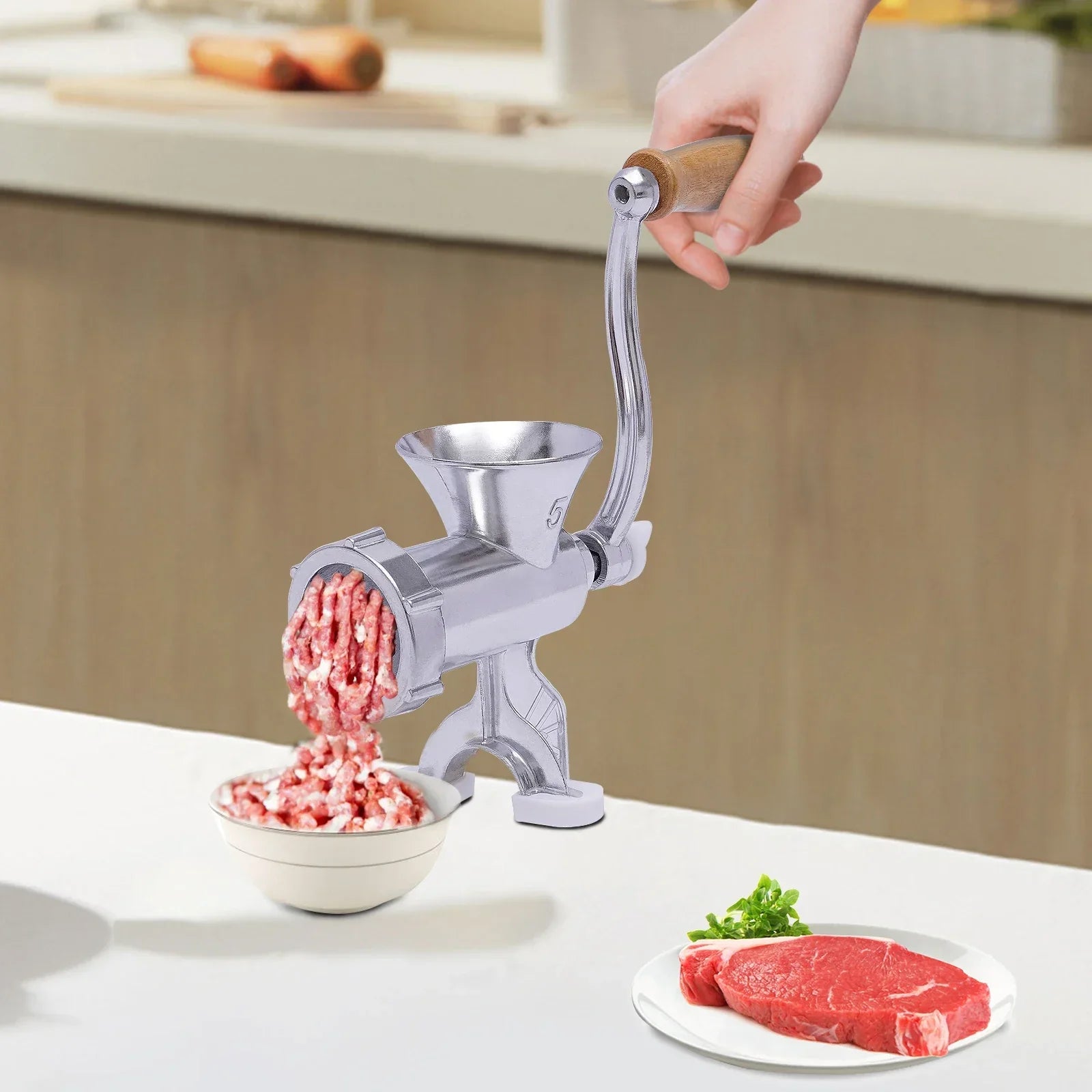 GrindPro™ – Manuelle Fleischmühle aus Aluminium