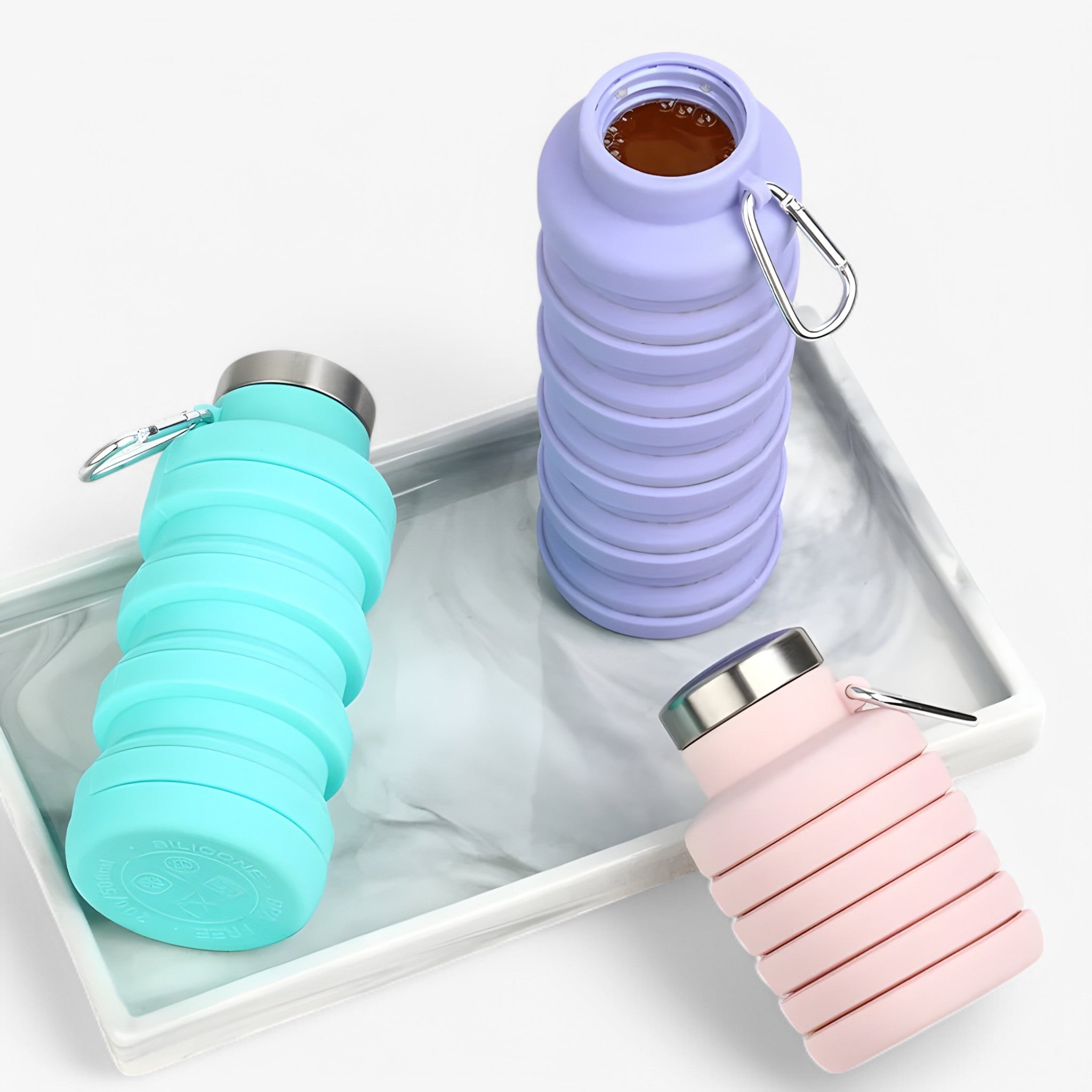 FlexiBottle™ | Faltbare 500ml Silikon-Wasserflasche | 1+1 GRATIS